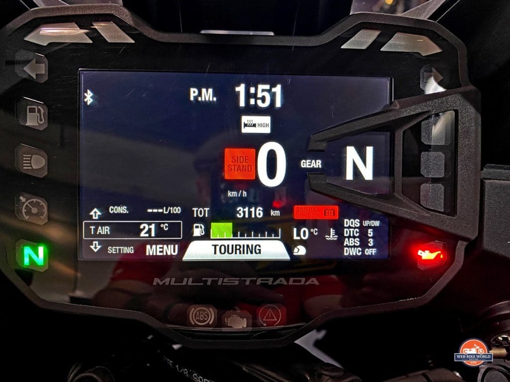 The Multistrada 1260S dash display.