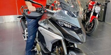 Jim Pruner sitting on a 2021 Ducati Multistrada V4S.