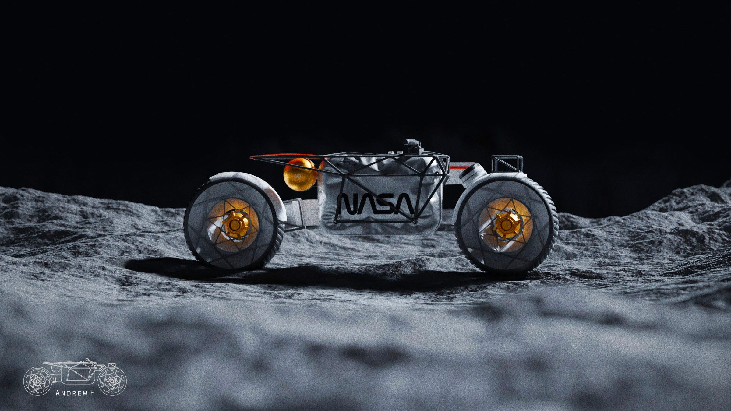 Hookie Company's Tardigrade Moon Motorcycle on the moon's surface