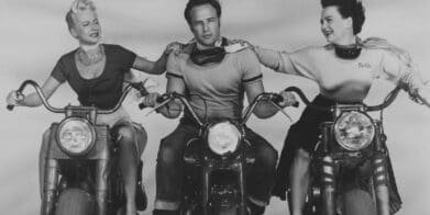 Marlon Brando Riding A Triumph Thunderbird In A Promotional Poster
