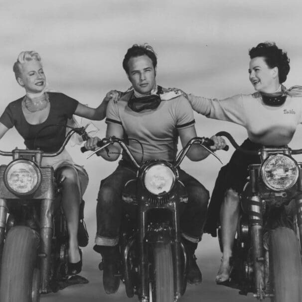 Marlon Brando Riding A Triumph Thunderbird In A Promotional Poster