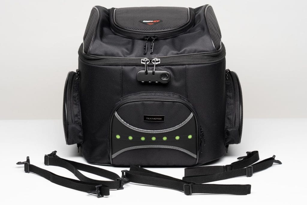 Front view of 70025 bag with included attachment straps.