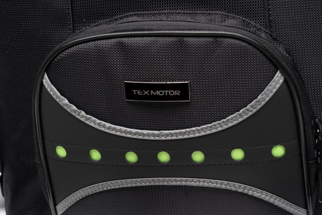 Front pocket of Tex Motor's 70025 motorcycle bag.