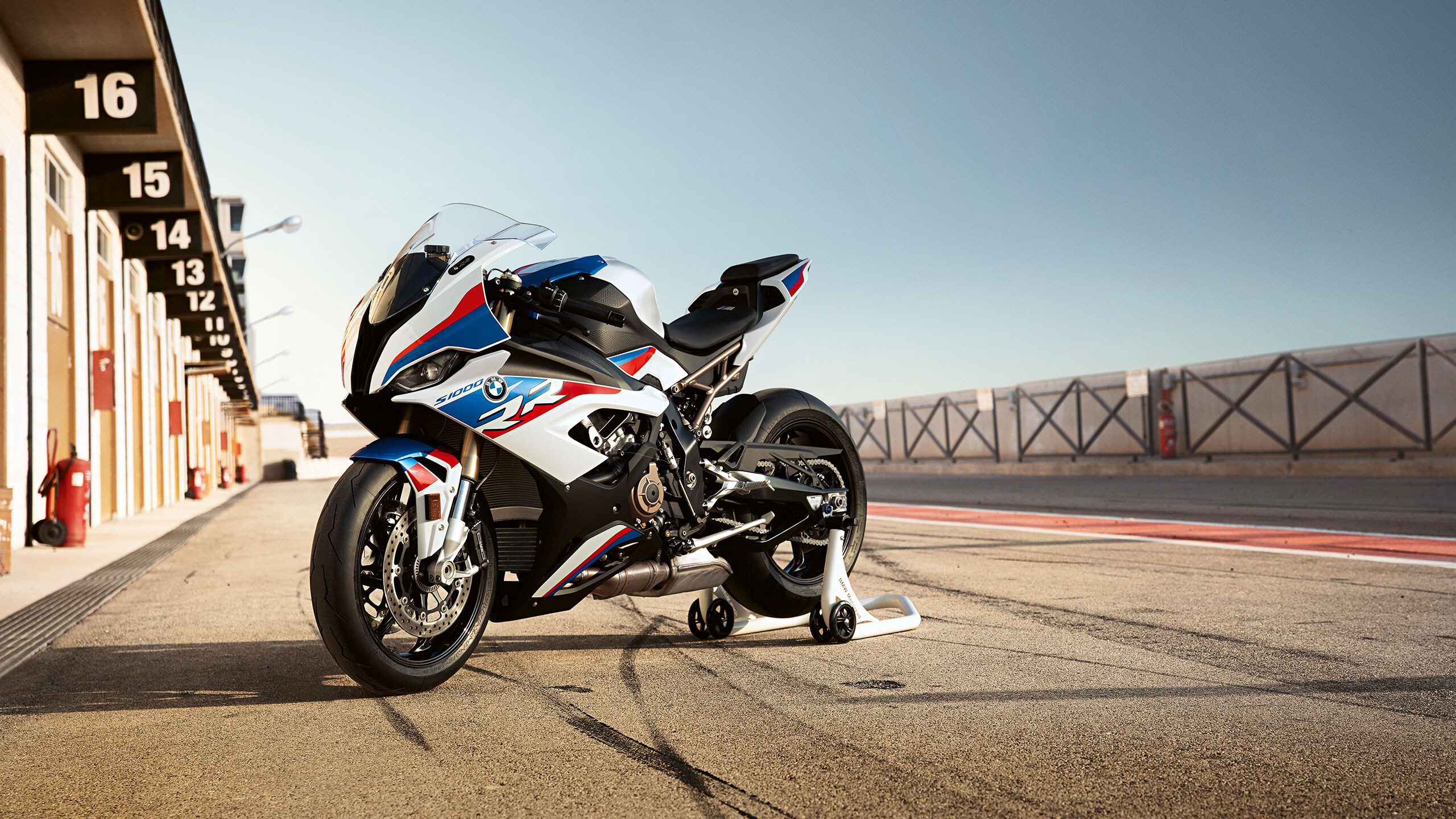 BMW S100RR in pits at racetrack