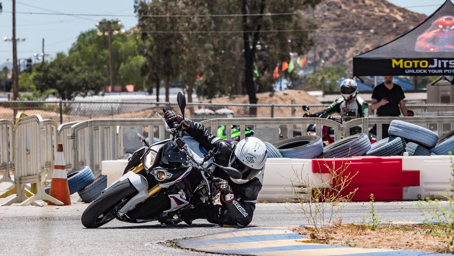 Rider taking a corner at MotoJitsu event