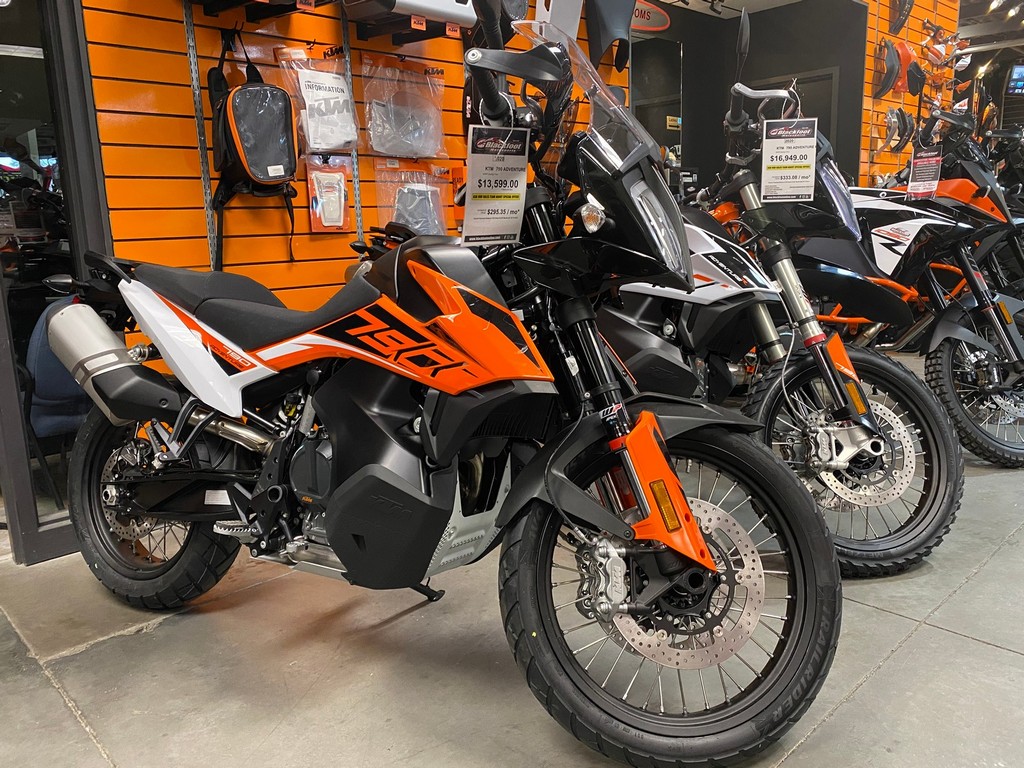 A KTM 790 adventure parked beside the 790R.