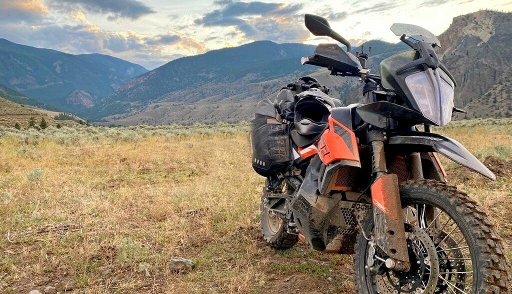 A 2019 KTM 790 Adventure out in the wilds of Alberta, Canada.