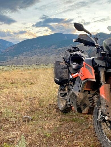 A 2019 KTM 790 Adventure out in the wilds of Alberta, Canada.