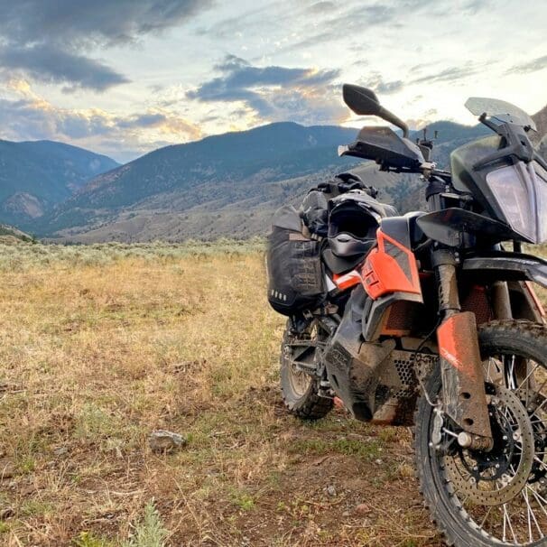 A 2019 KTM 790 Adventure out in the wilds of Alberta, Canada.