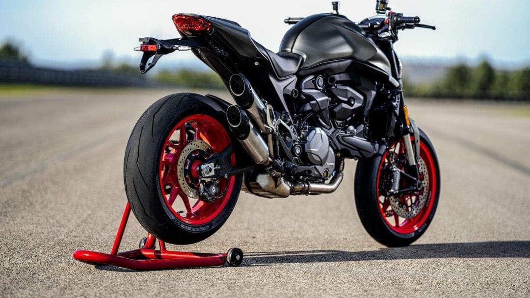 back right view of a Ducati Monster