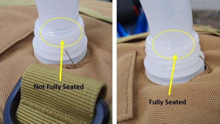 Comparison of sealed and unsealed nozzle seating Comparison of sealed and unsealed nozzle seating