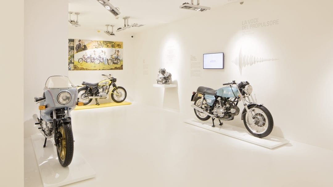 a view of 'Room 2' in the Ducati Museum, Bologna, Italy