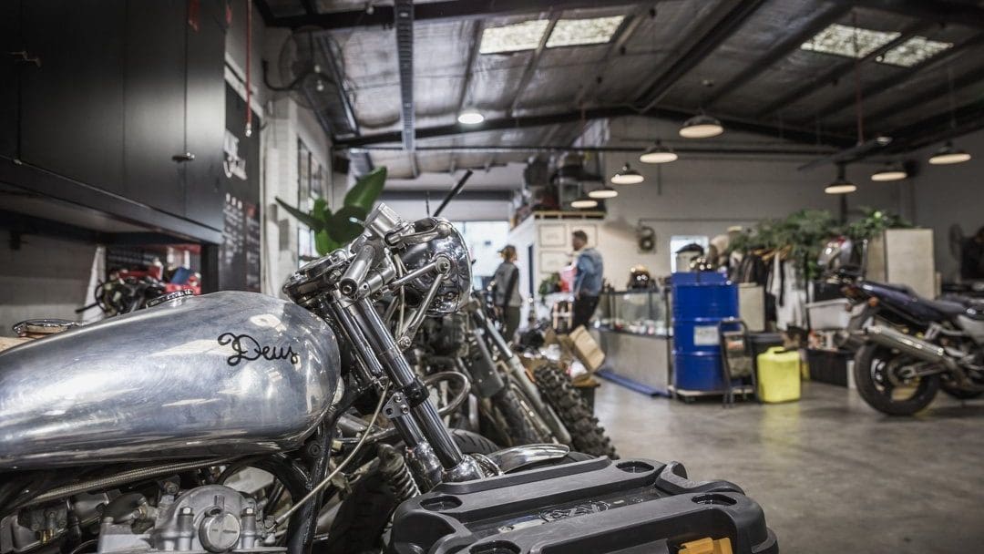 interior of a motorcycle shop