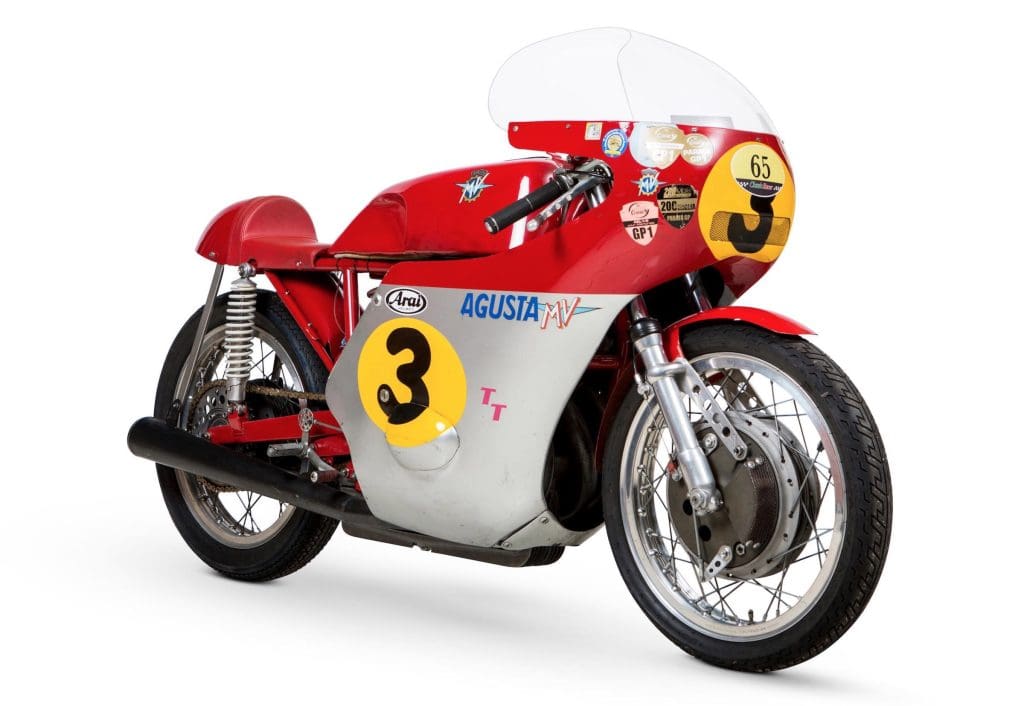 1966 MV Agusta 500cc Three Cylinder Front and Side View