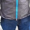 Closeup of front jacket zipper