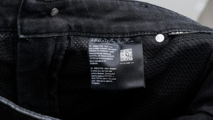 Armalith tag on the inside of jeans