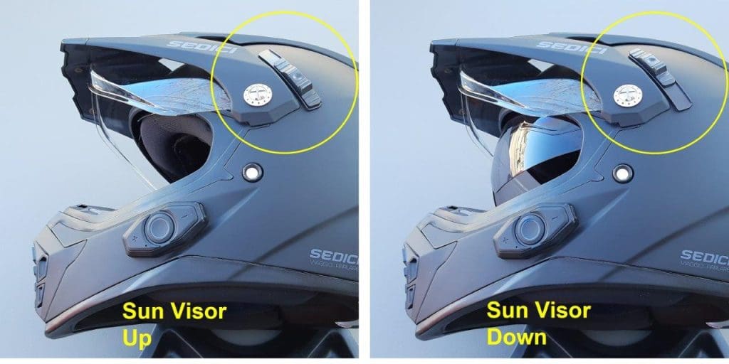 Viaggo Parlare sun visor up and down positions