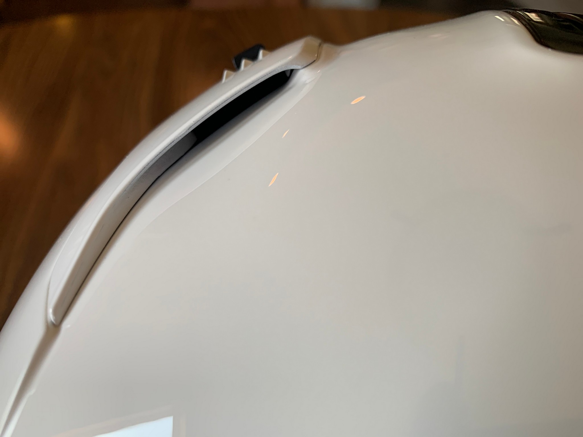 Closeup of air vent on helmet