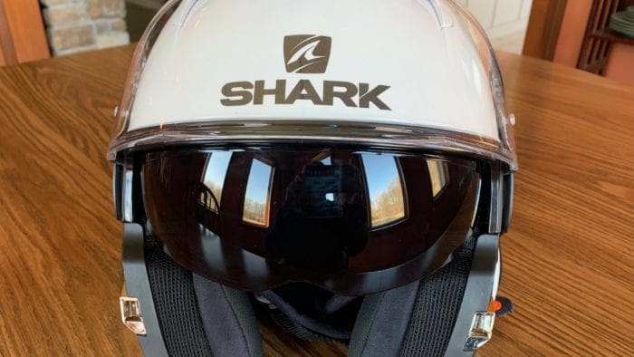 Sun shield on Shark helmet Sun shield on Shark helmet