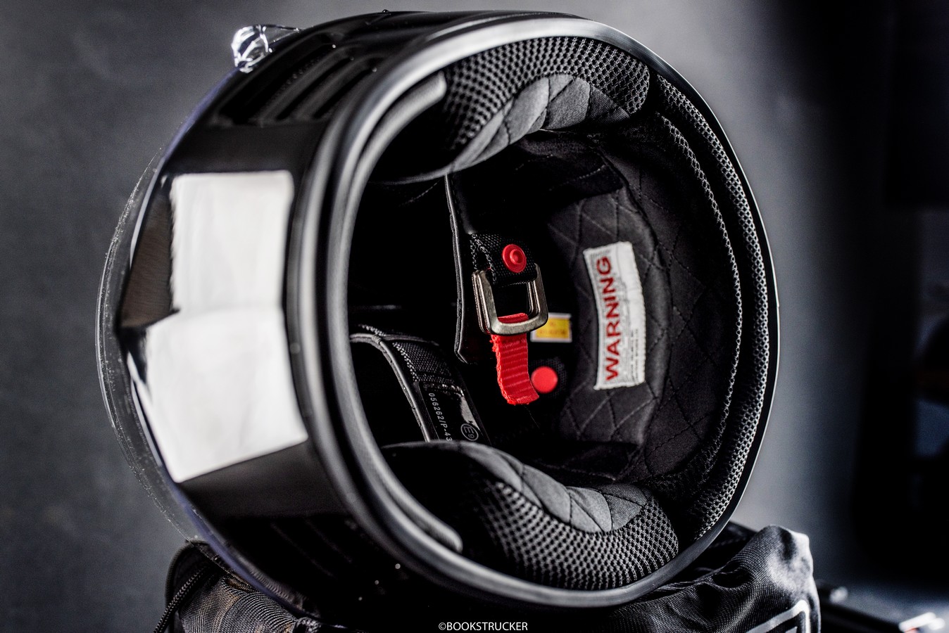 The interior of the Simpson Speed Bandit Helmet viewed from below