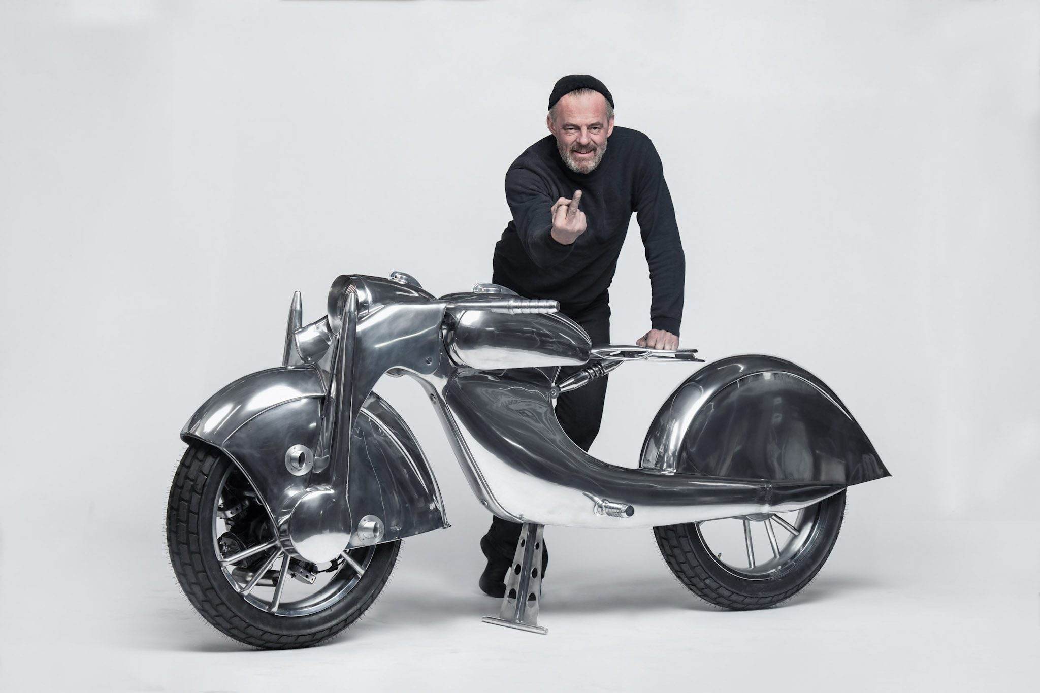Craig Rodsmith and his engine-wheeled custom bike 'The Killer'.