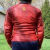 Rear view of rider wearing Phoenix jacket