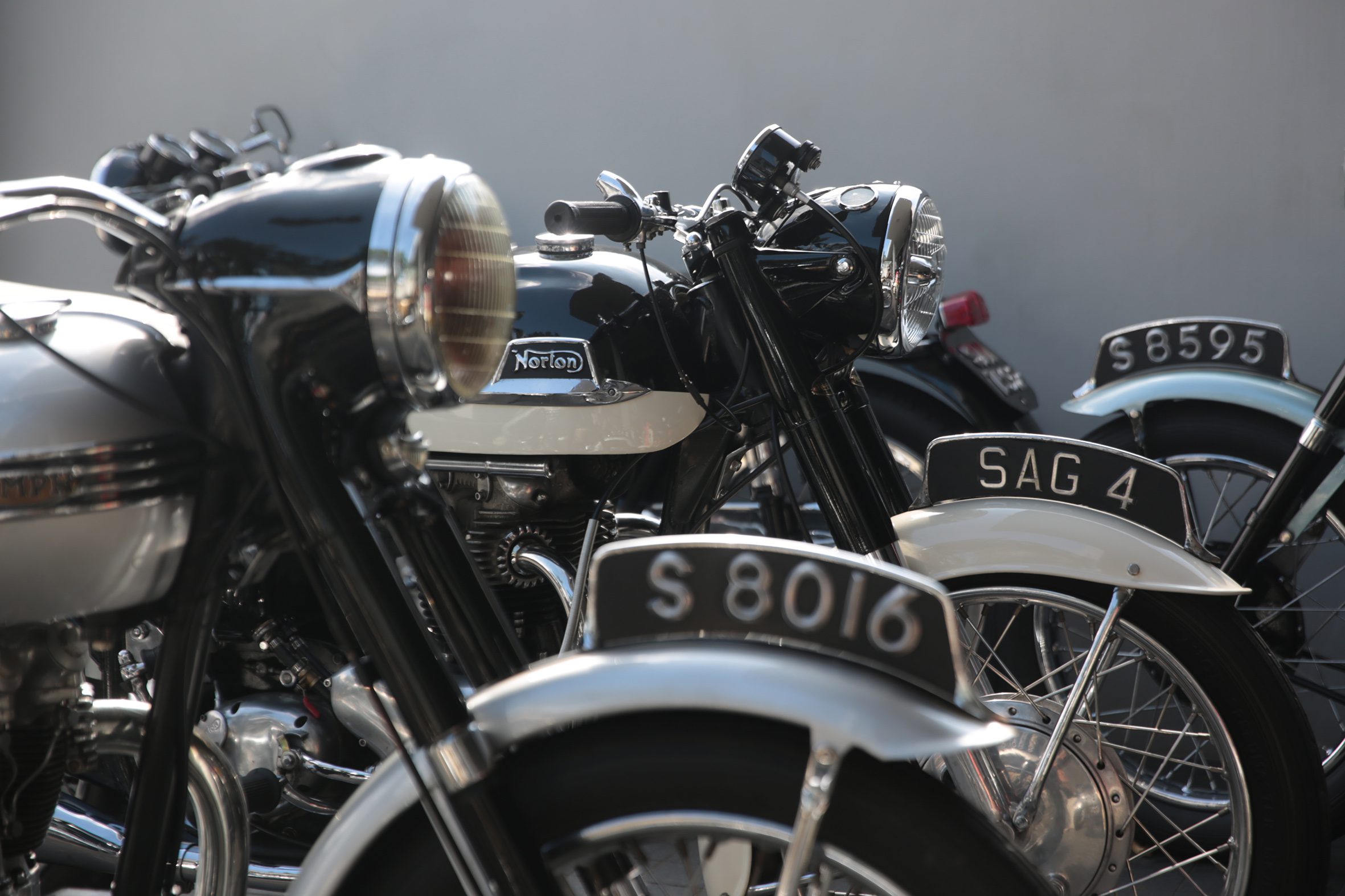 Vintage Norton motorcycles owned by a group of Singapore enthusiasts