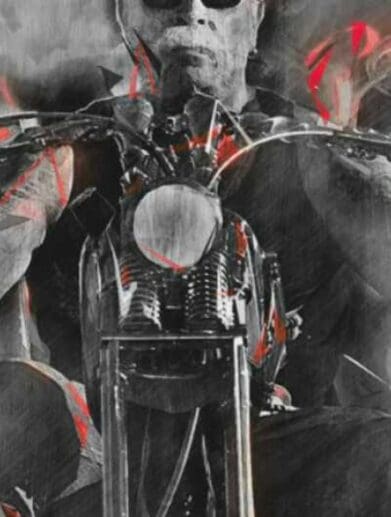 the backspace of the OCC Roadhouse website homepage, with the chest of a motorcycle rider on a bike in the frame.