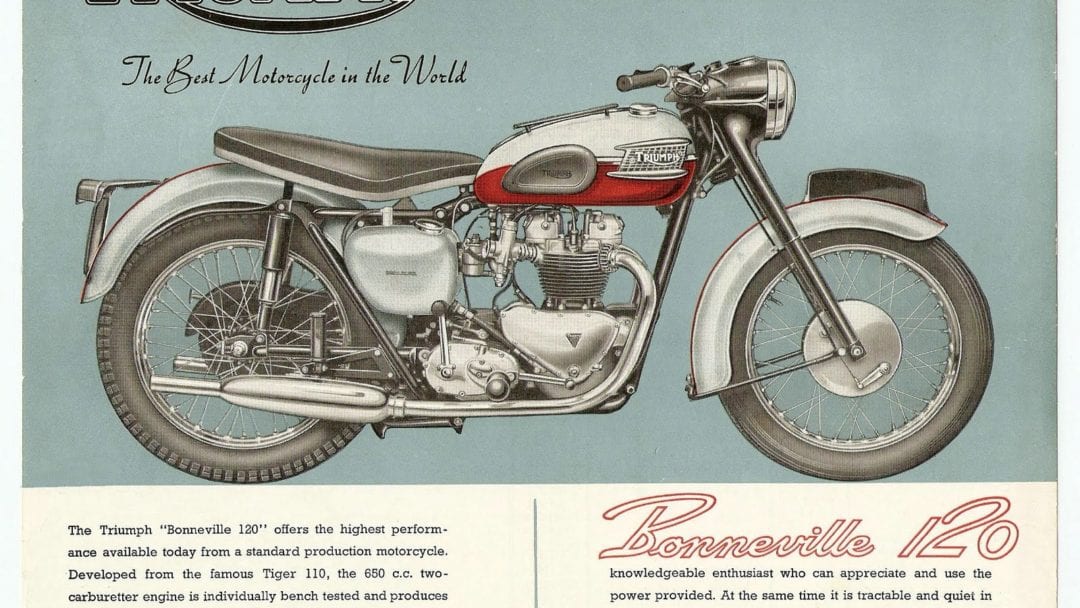 a Bonnie brochure picture of a 1960 Triumph Bonneville