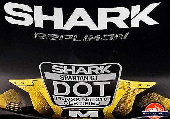 The Shark Spartan GT Replikan is DOT certified. The Shark Spartan GT Replikan is DOT certified.