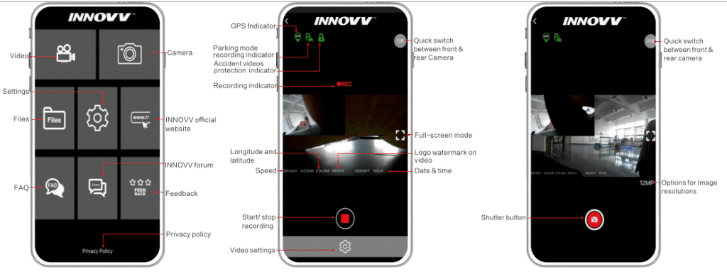 INNOVV K3 Action Camera App Control