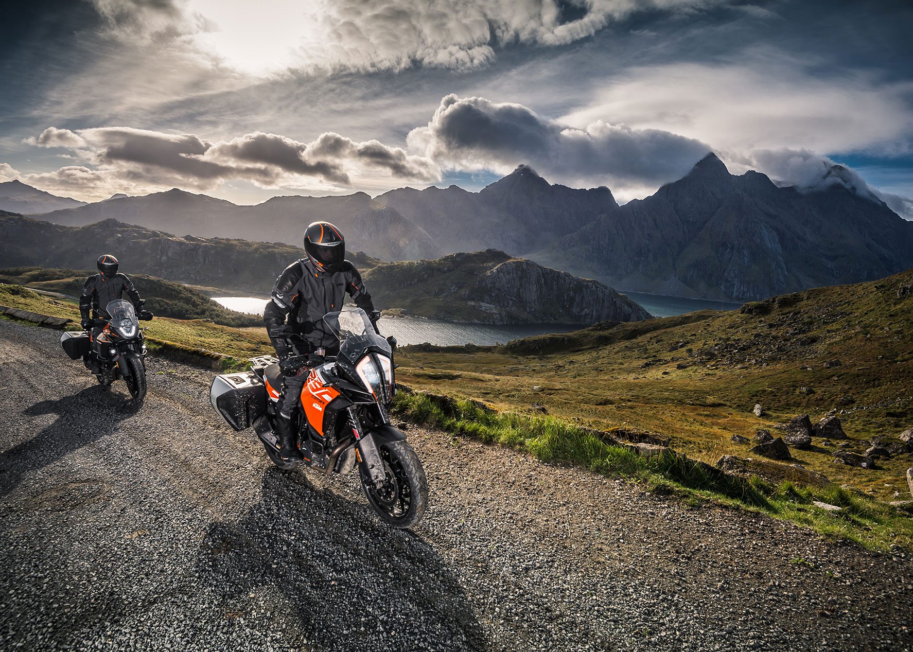 A rider takes his KTM motorcycle on a long trip in Norway