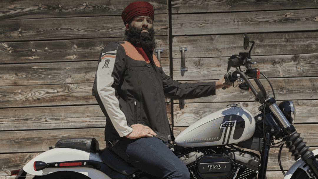 Shamsher Singh Sidhu, a Sikh Motorcyclist trying out the Tough Turban