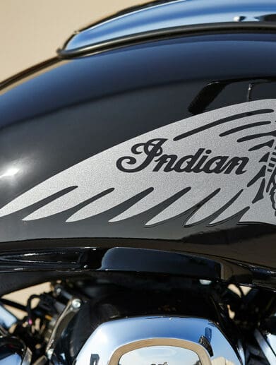An Indian Challenger With the company logo on the gas tank