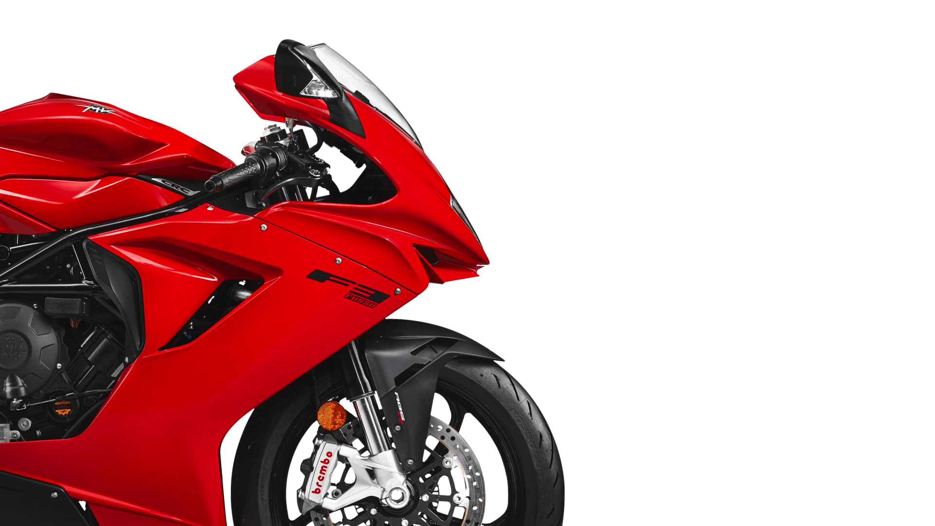 front-side view of the 2021 MV Agusta F3 Rosso