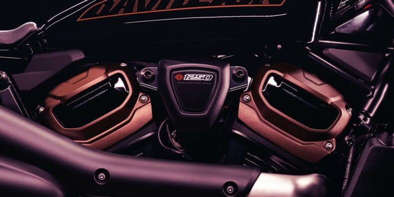 a close-up of Harley Davidson's new mystery bike engine