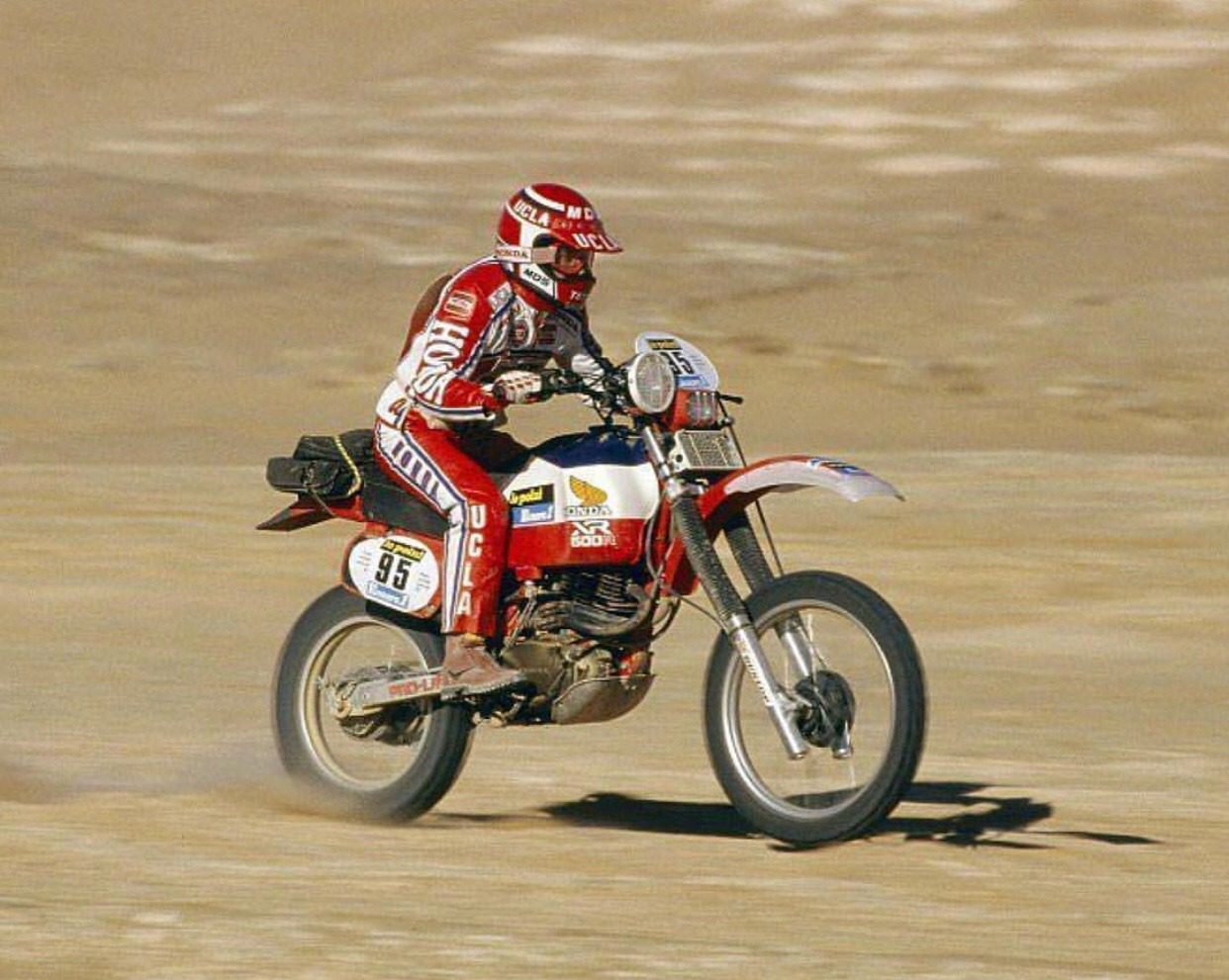 CYRIL NEVEU, winner of the 1979 first Motorbike Dakar Rally, on a Yamaha