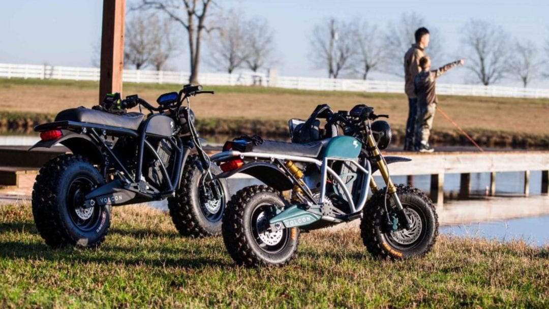 A picture of The Runt and The Grunt, an electric off-roading motorcycle lineup made by Volcon Powersports