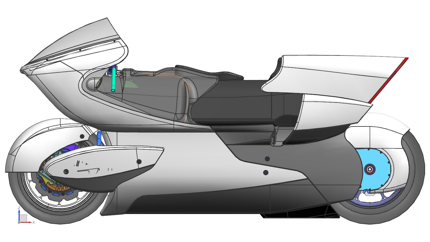 preliminary technical image for the side view of WMC's 250EV
