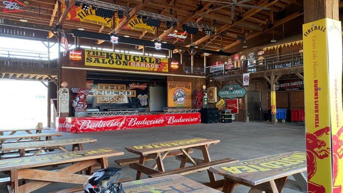 The stage inside the Knuckle Saloon in Sturgis, SD.