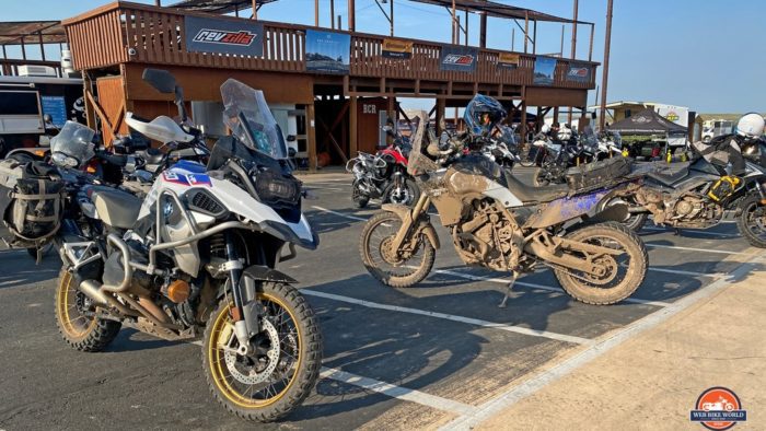 Dirty adventure motorcycles at the GET ON! Adventure Fest rally in 2021. Dirty adventure motorcycles at the GET ON! Adventure Fest rally in 2021.
