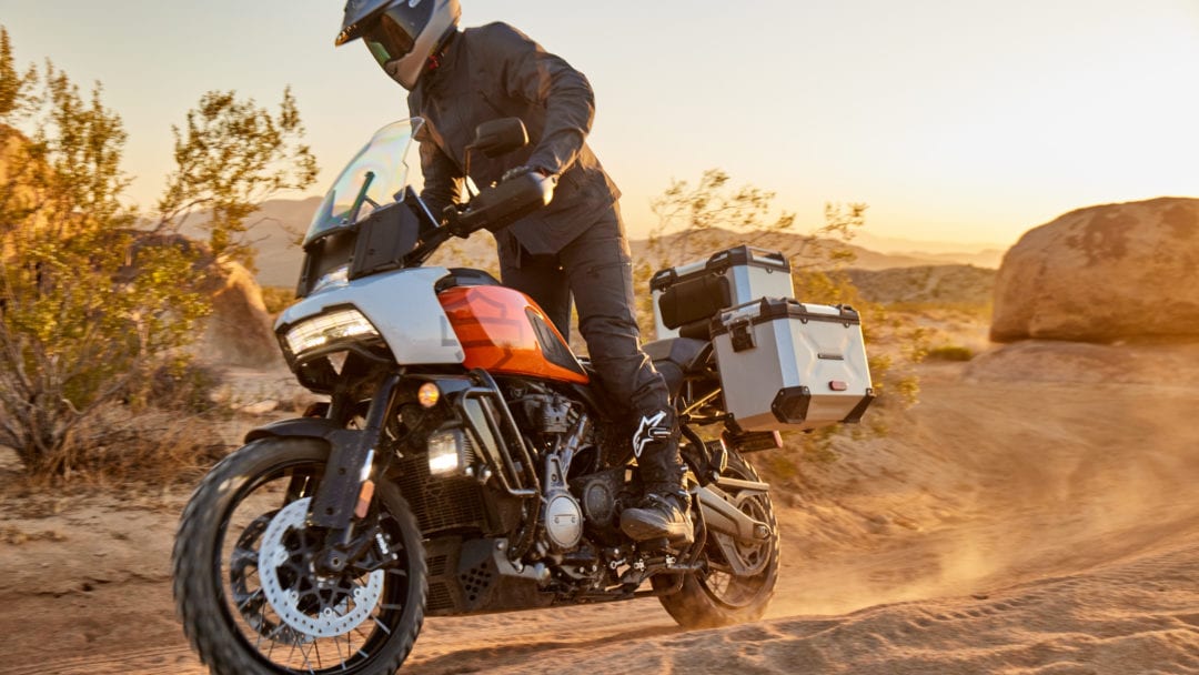 A view of a rider riding the 2021 Harley-Davidson Pan America