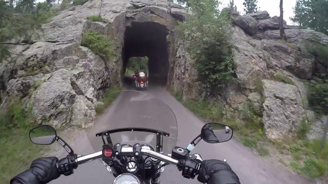 Riders taking advantage of the Iron Mountain road for the Revzilla Get On! Adventure Fest