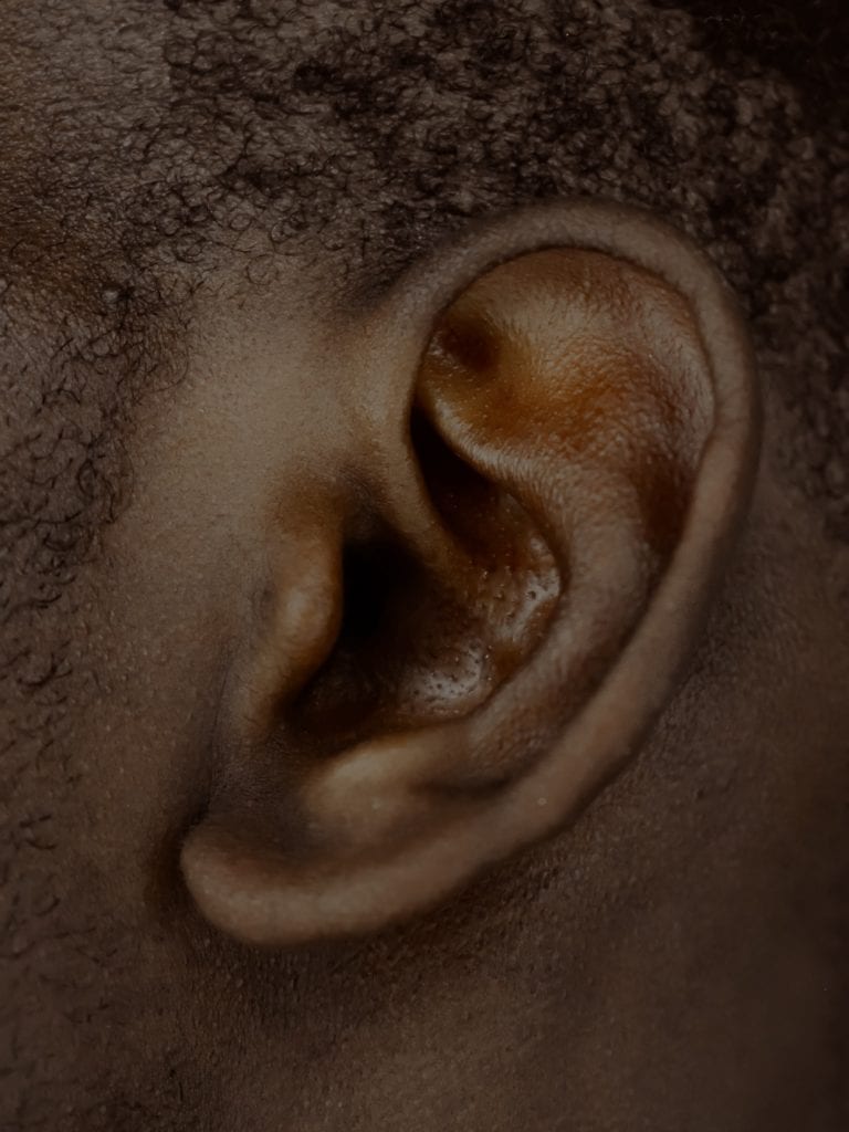 A close up of an ear.