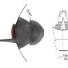 A diagram of how the EarPeace MOTO PRO ear plugs work to feel more comfortable in your ear.