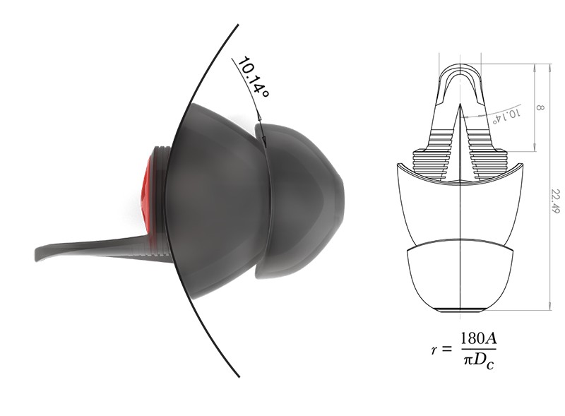 A diagram of how the EarPeace MOTO PRO ear plugs work to feel more comfortable in your ear.