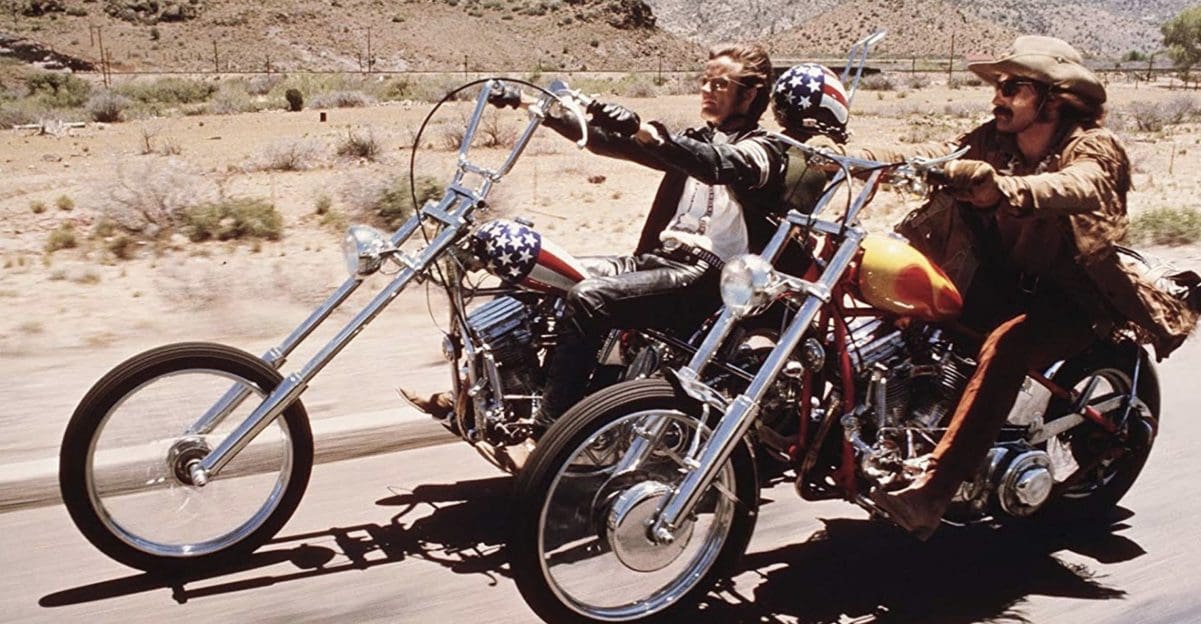 Peter Fonda and Dennis Hopper, featuring the iconic Harley Davidson Panhead Chopper
