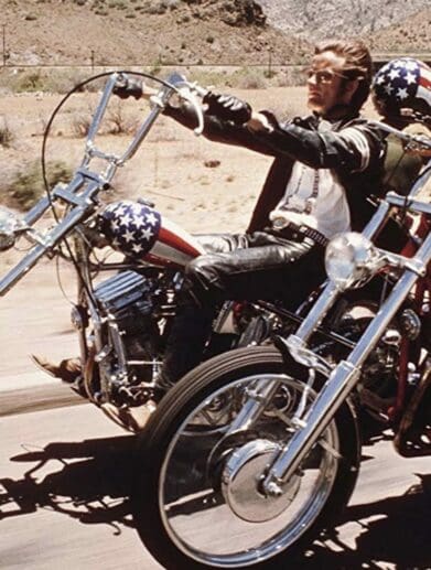 Peter Fonda and Dennis Hopper, featuring the iconic Harley Davidson Panhead Chopper