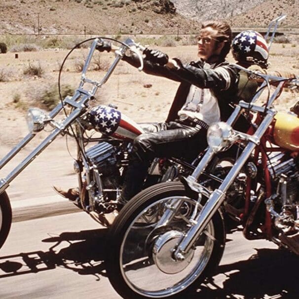 Peter Fonda and Dennis Hopper, featuring the iconic Harley Davidson Panhead Chopper