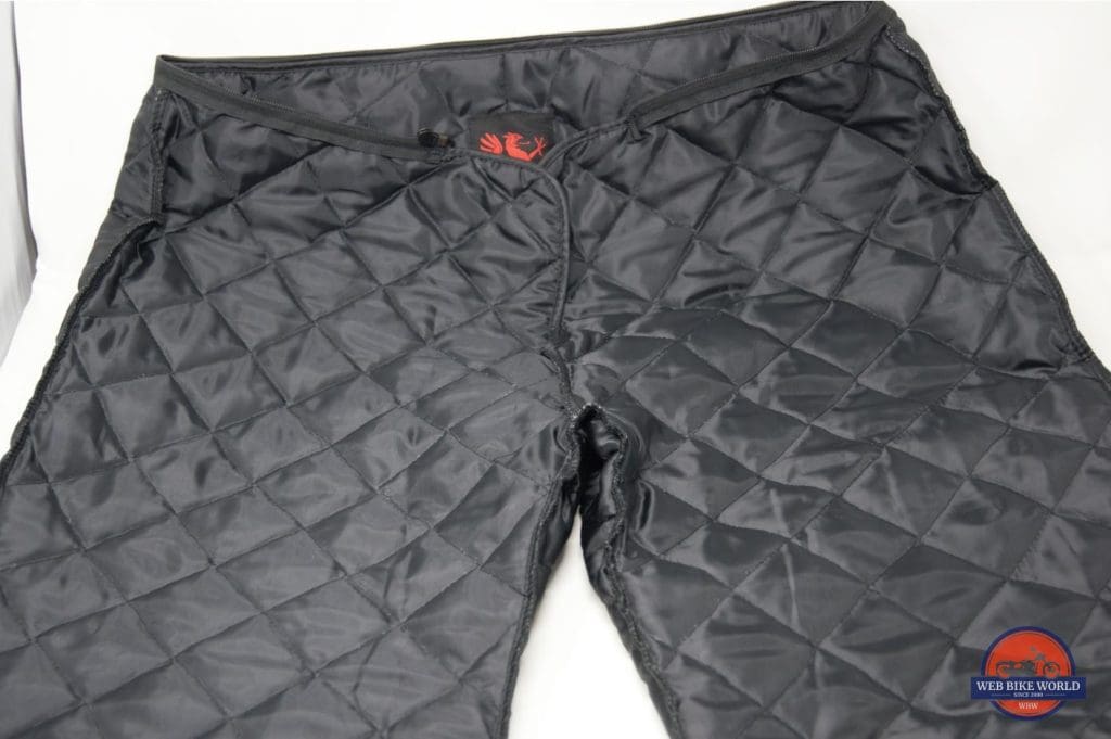 The insulated lining for the Gryphon Moto Indy Pants.